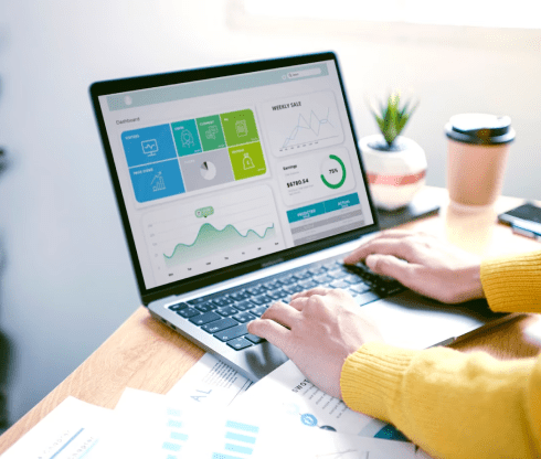 Reporting and Analytics being done on a laptop.