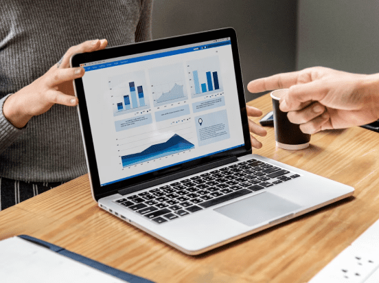 Charts on screen to help conduct Data-Driven Research.